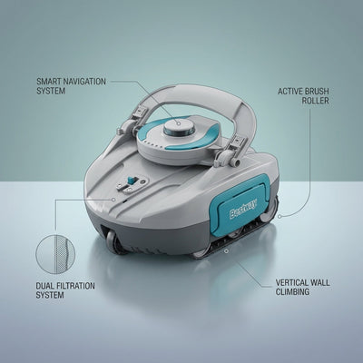 Robotic Pool Vacuum Engineered for Zero-Effort Cleaning, Dual Filtration System, Wall Climbing, Smart Navigation
