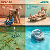 Robotic Pool Vacuum Engineered for Zero-Effort Cleaning, Dual Filtration System, Wall Climbing, Smart Navigation — Before & After