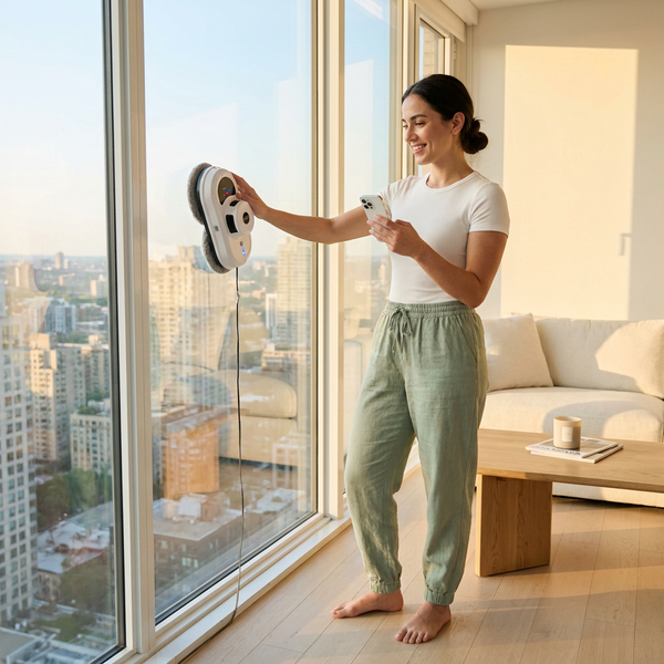 Robot Window Cleaner Built for Streak-Free Glass, Dual Rotating Pads, Edge Sensors, Adaptive Suction